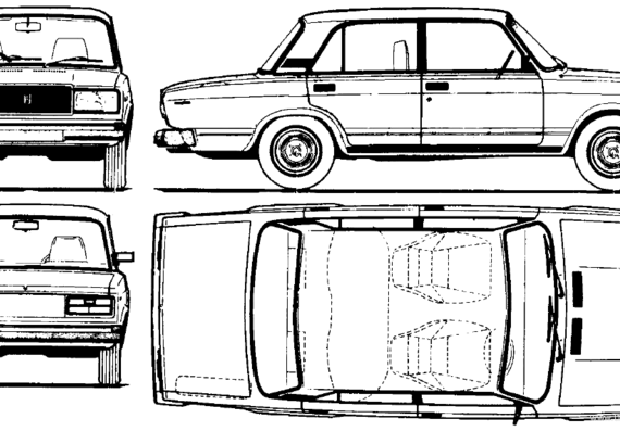 Lada 2107 (2008) - Лада - чертежи, габариты, рисунки автомобиля