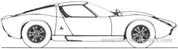 Lamborghini Miura (1968) - Ламборджини - чертежи, габариты, рисунки автомобиля
