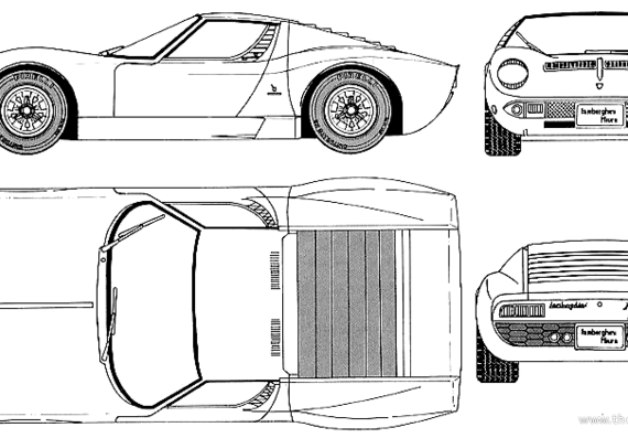 Lamborghini Miura SV - Ламборджини - чертежи, габариты, рисунки автомобиля