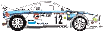 Lancia 037 WRC (1986) - Лянча - чертежи, габариты, рисунки автомобиля