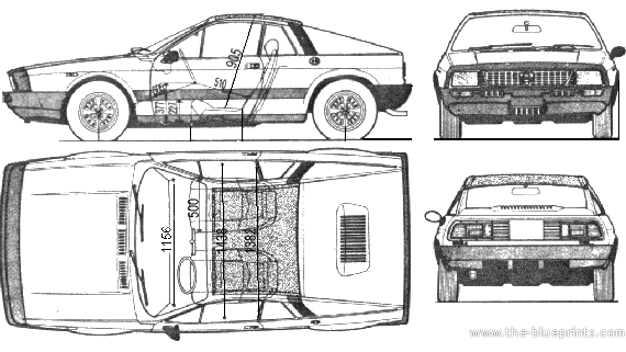 Lancia Beta Monte Carlo - Лянча - чертежи, габариты, рисунки автомобиля