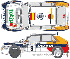Lancia Dedra Integrale WRC (1993) - Лянча - чертежи, габариты, рисунки автомобиля