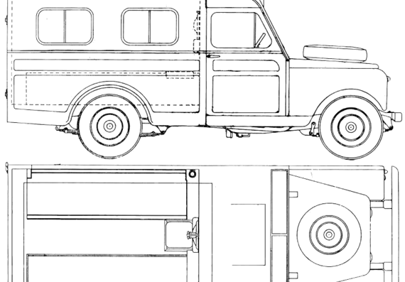 Land Rover 109 S2 Ambulance - Ленд Ровер - чертежи, габариты, рисунки автомобиля