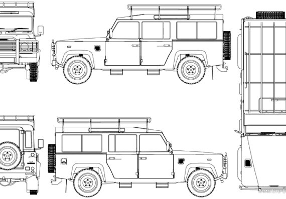 Land Rover Defender 110 - Ленд Ровер - чертежи, габариты, рисунки автомобиля