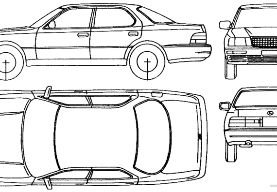 Lexus LS400 (1993) - Лексус - чертежи, габариты, рисунки автомобиля