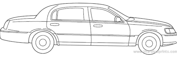 Lincoln Town Car (2000) - Линкольн - чертежи, габариты, рисунки автомобиля