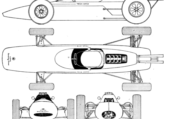 Lotus 25 F1 GP (1962) - Лотус - чертежи, габариты, рисунки автомобиля