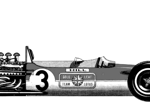 Lotus 49B F1 GP (1968) - Лотус - чертежи, габариты, рисунки автомобиля