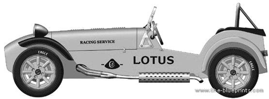 Lotus 7 - Лотус - чертежи, габариты, рисунки автомобиля