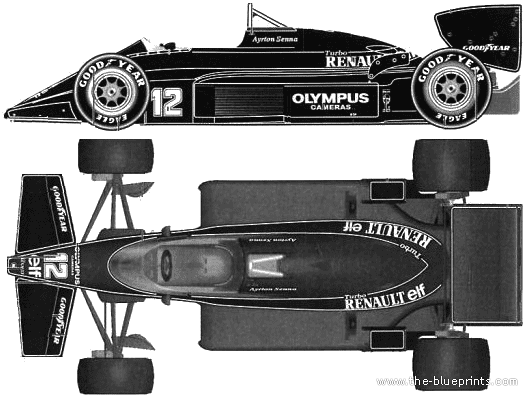 Lotus 97T F1 GP (1985) - Лотус - чертежи, габариты, рисунки автомобиля
