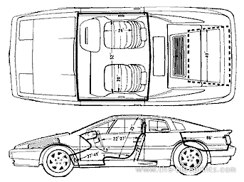 Lotus Esprit Turbo (1988) - Lotus - drawings, dimensions, pictures of the car