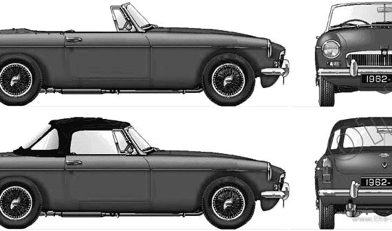MGB Roadster 1962-64 - МЖ - чертежи, габариты, рисунки автомобиля