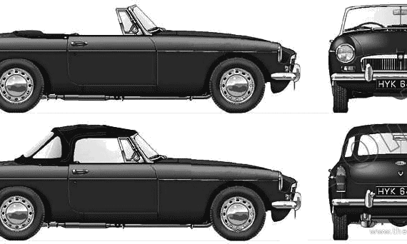 MGB Roadster 1965-69 - МЖ - чертежи, габариты, рисунки автомобиля