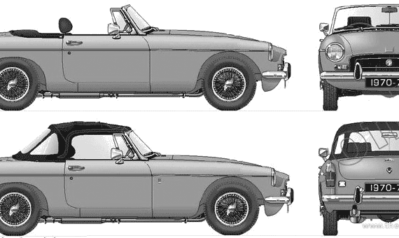 MGB Roadster 1970-72 - МЖ - чертежи, габариты, рисунки автомобиля