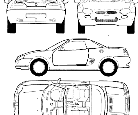 MGF (1999) - МЖ - чертежи, габариты, рисунки автомобиля