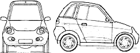 Maini Reva (2002) - Разные автомобили - чертежи, габариты, рисунки автомобиля