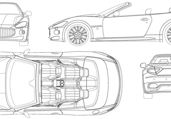 Maserati GranCabrio (2011) - Мазератти - чертежи, габариты, рисунки автомобиля