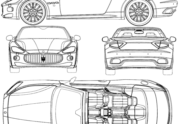 Maserati GranCabrio 4.7 V8 (2010) - Мазератти - чертежи, габариты, рисунки автомобиля
