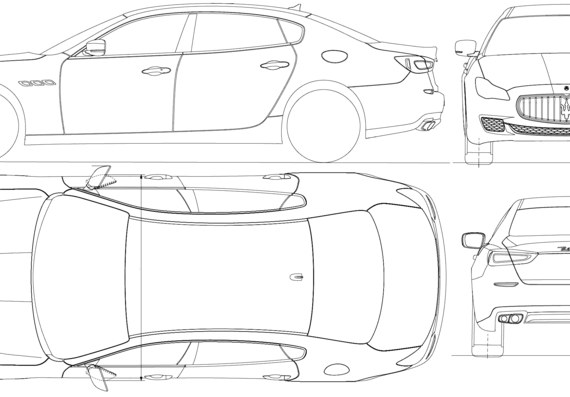 Maserati Quattroporte (2014) - Мазератти - чертежи, габариты, рисунки автомобиля