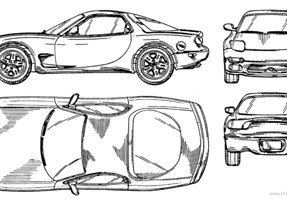 Mazda RX-7 - Мазда - чертежи, габариты, рисунки автомобиля
