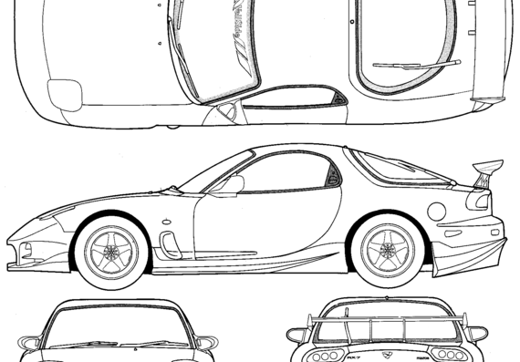 Mazda RX-7 FD3S Veilside Combat - Мазда - чертежи, габариты, рисунки автомобиля
