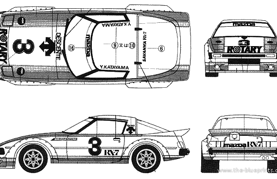 Mazda Savanna RX-7 - Мазда - чертежи, габариты, рисунки автомобиля