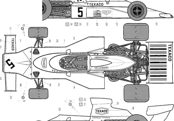 McLaren M23 F1 GP (1974) - МакЛарен - чертежи, габариты, рисунки автомобиля