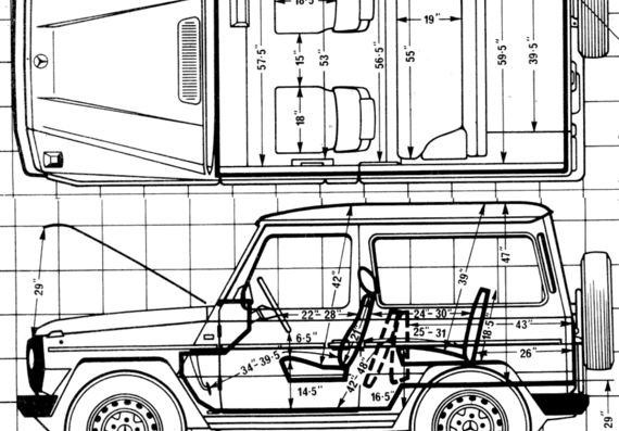Mercedes-300 GD swb (1981) - Мерседес Бенц - чертежи, габариты, рисунки автомобиля