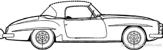Mercedes-Benz 190SL (1960) - Мерседес Бенц - чертежи, габариты, рисунки автомобиля