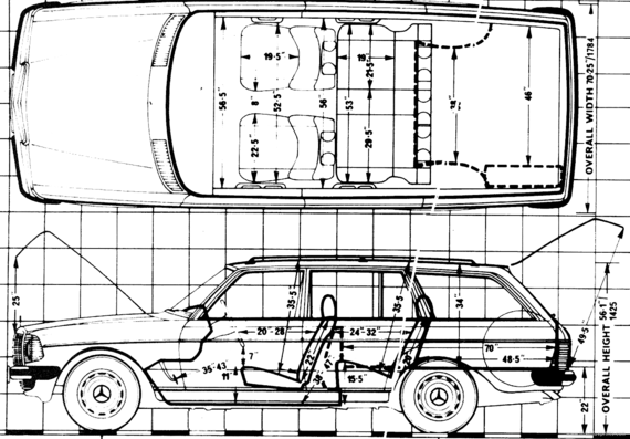 Mercedes-Benz 230 TE Estate (1981) - Мерседес Бенц - чертежи, габариты, рисунки автомобиля