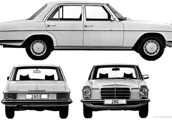 Mercedes-Benz 280E (1968) - Мерседес Бенц - чертежи, габариты, рисунки автомобиля