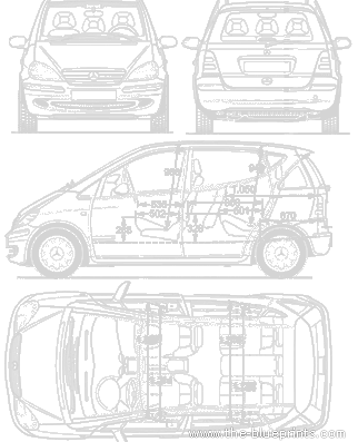 Mercedes-Benz A-Class - Мерседес Бенц - чертежи, габариты, рисунки автомобиля