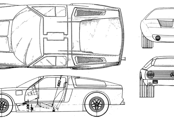 Mercedes-Benz C111 - Мерседес Бенц - чертежи, габариты, рисунки автомобиля