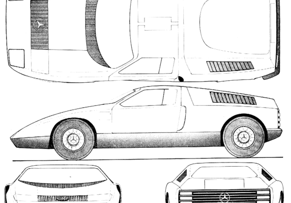 Mercedes-Benz C111 (1970) - Мерседес Бенц - чертежи, габариты, рисунки автомобиля