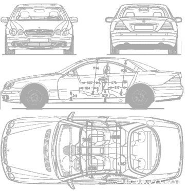 Mercedes-Benz CL-Class - Мерседес Бенц - чертежи, габариты, рисунки автомобиля