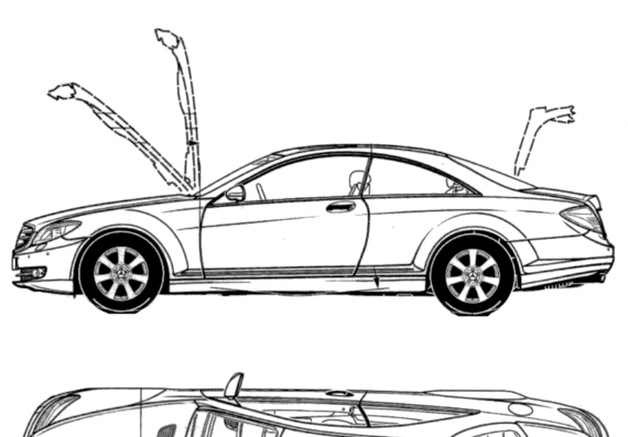 Mercedes-Benz CL500 (2006) - Мерседес Бенц - чертежи, габариты, рисунки автомобиля