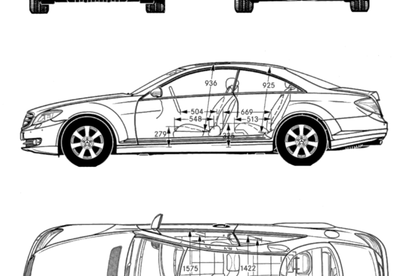 Mercedes-Benz CL600 (2006) - Мерседес Бенц - чертежи, габариты, рисунки автомобиля