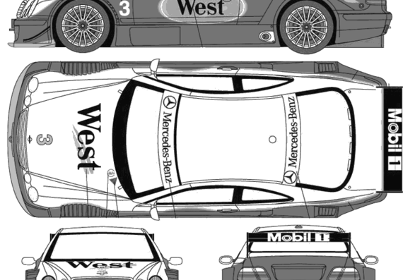 Mercedes-Benz CLK DTM - Мерседес Бенц - чертежи, габариты, рисунки автомобиля
