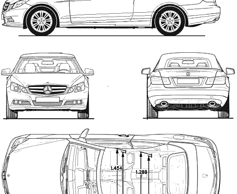 Mercedes-Benz E-Class Cabriolet (2010) - Мерседес Бенц - чертежи, габариты, рисунки автомобиля