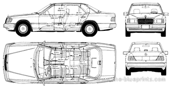 Mercedes-Benz E-Class W124 - Мерседес Бенц - чертежи, габариты, рисунки автомобиля