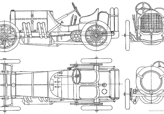 Mercedes-Benz GP (1908) - Мерседес Бенц - чертежи, габариты, рисунки автомобиля