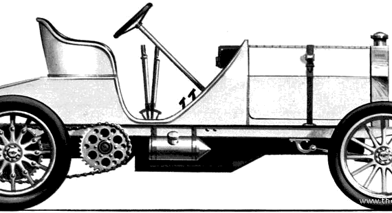 Mercedes-Benz Land Speed Rekord Car (1904) - Мерседес Бенц - чертежи, габариты, рисунки автомобиля