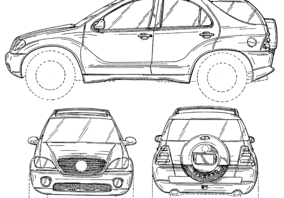 Mercedes-Benz M-Class - Мерседес Бенц - чертежи, габариты, рисунки автомобиля