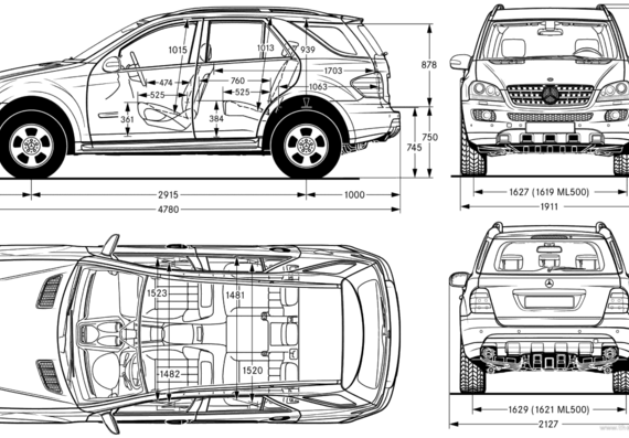 Mercedes-Benz ML-Class - Мерседес Бенц - чертежи, габариты, рисунки автомобиля