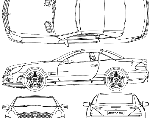 Mercedes-Benz SL63 AMG (2008) - Мерседес Бенц - чертежи, габариты, рисунки автомобиля