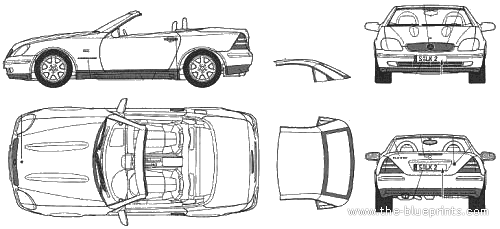 Mercedes-Benz SLK 320 Kompressor - Мерседес Бенц - чертежи, габариты, рисунки автомобиля