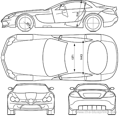 Mercedes-Benz SLR McLaren - Мерседес Бенц - чертежи, габариты, рисунки автомобиля