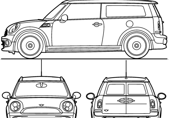 Mini Clubman (2014) - Мини - чертежи, габариты, рисунки автомобиля