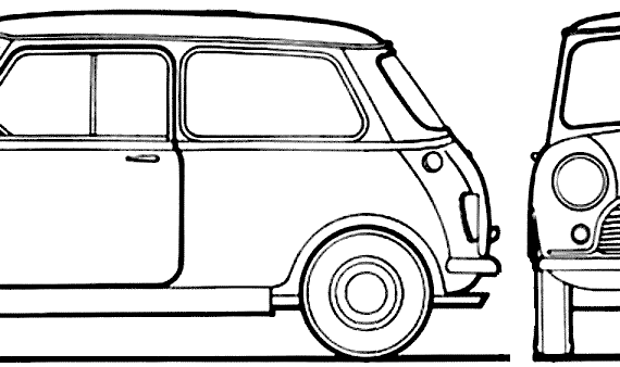 Mini Cooper (1966) - Мини - чертежи, габариты, рисунки автомобиля