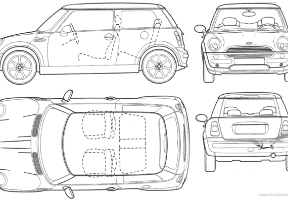 Mini Cooper S (2003) - Мини - чертежи, габариты, рисунки автомобиля